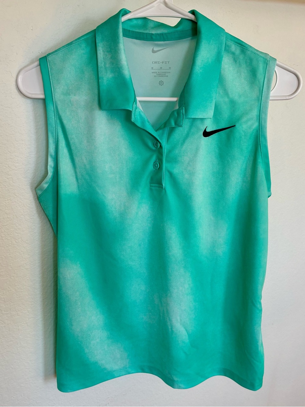 Nike Women's Sleeveless Dri-FIT Polo - Teal/Aqua with Black Swoosh golf shirt